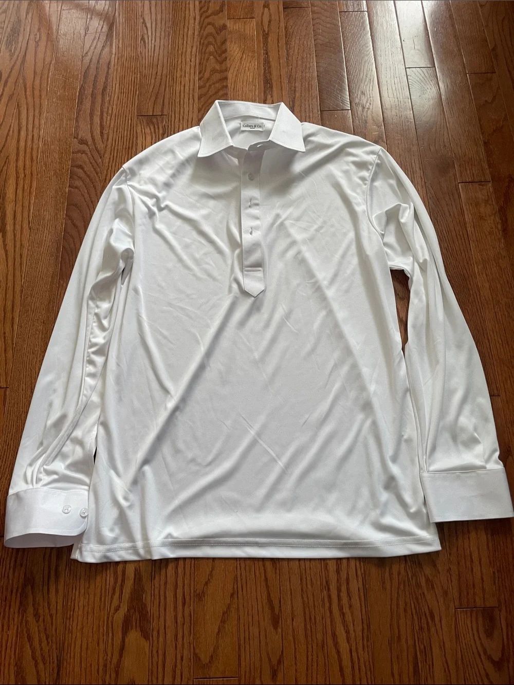Collars & Co. White Dress Collar Long Sleeve Polo Men’s Sz Medium